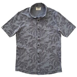 Linksoul Small Gray Leaf‎ Print Golf Casual Button Up Men's Shirt